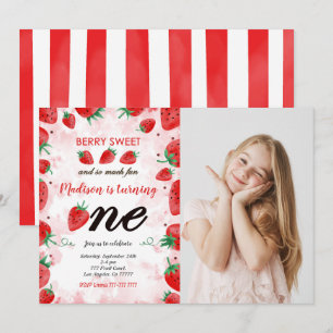 Invitation photo de anniversaire de fraise modifia