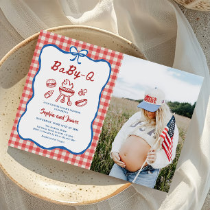 Invitation Photo de Baby Shower Baby Q Backyard BBQ 4 juillet