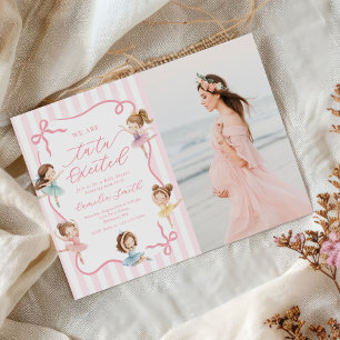 Invitation Photo de Baby Shower Ballerine Fille Rose Ballet