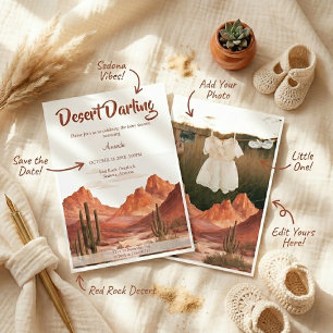 Invitation Photo de Baby Shower Boho Desert Darling Southwest