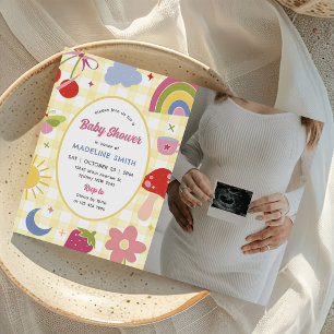 Invitation Photo de Baby Shower fantaisiste dessiné à la main