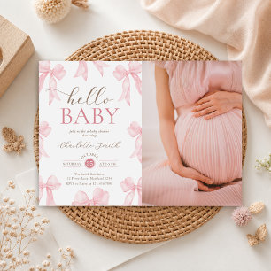 Invitation Photo de Baby Shower Fille Arc-en-Ciel Rose Pastel
