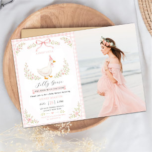 Invitation Photo de Baby Shower Fille Arc-en-Ciel Rose Preppy