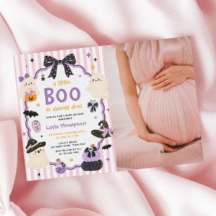 Invitation Photo de Baby Shower Fille Halloween Fantôme Viole