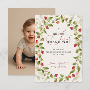 INVITATION PHOTO DE BABY-SHOWER FRUIT ROUGE SAUVAGE 