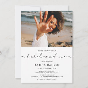 Invitation Photo de baby shower minimaliste moderne manuscrit