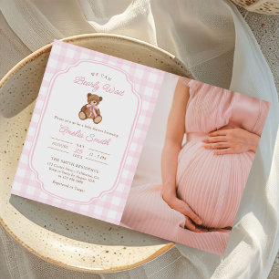 Invitation Photo de Baby Shower Ourson à attendre Fille
