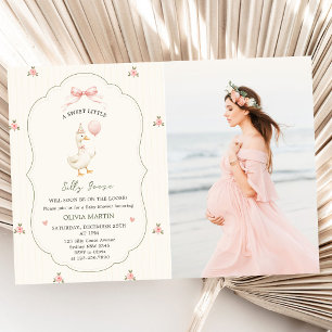 Invitation Photo de Baby Shower Preppy Silly Goose Fille au R