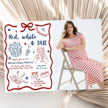 Photo de Baby Shower Rouge Blanc & À Venir Patriot