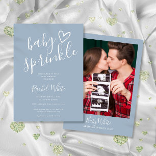 Invitation Photo de Baby Sprinkle pour bébé garçon Bleu Pouss