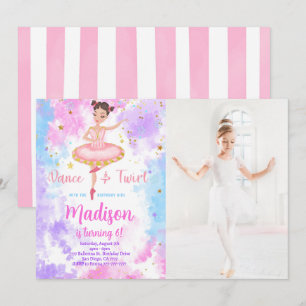 Invitation photo de ballerine arc-en-ciel 