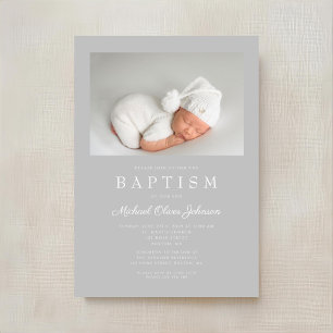 Invitation Photo de baptême en écriture moderne