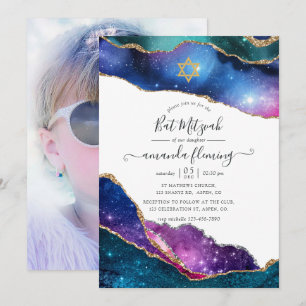 Invitation Photo de Bar Mitzvah Galaxy Agate