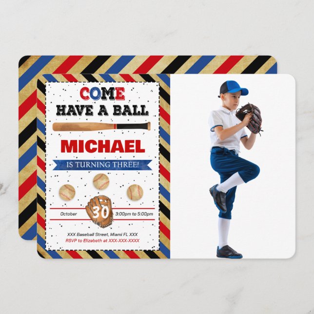 Invitation photo de base-ball (Devant / Derrière)