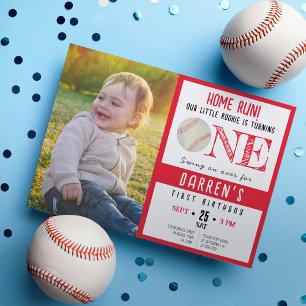 Invitation Photo de base-ball Cute Watercolor 1er anniversair