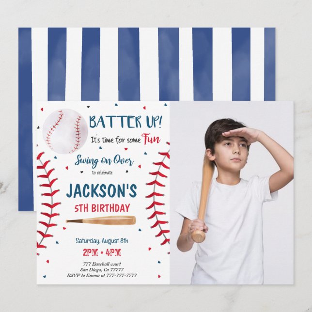 Invitation photo de baseball (Devant / Derrière)
