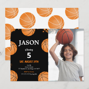 Invitation photo de basket-ball noir