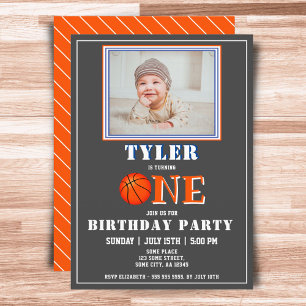 Invitation Photo de basketball mignon pour le premier anniver