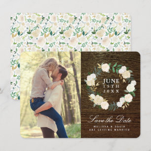 Invitation Photo de bois romantique Enregistrer la date