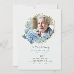 Invitation Photo de cadre Hydrangea Célébration de la vie