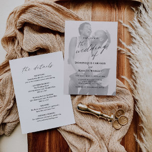 Invitation Photo de calligraphie élégante Mariage moderne