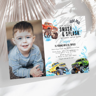 Invitation Photo de camion monstre amusant pour fête d'annive
