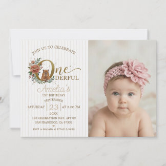 Invitation Photo de capybara pour 1er anniversaire neutre
