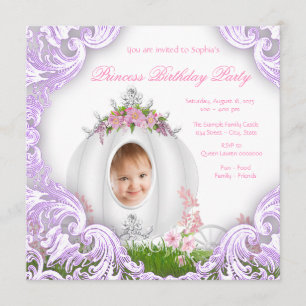 Invitation Photo de Carrosse de Princesse Violette pour Fête 