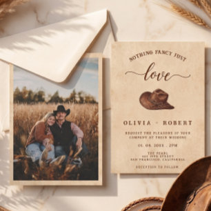 Invitation Photo de chapeau de cowboy occidental rustique pou