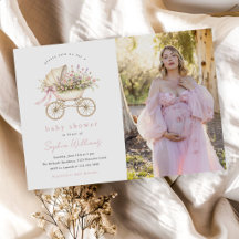 Photo de chariot de bébé floral pastel pour fille 