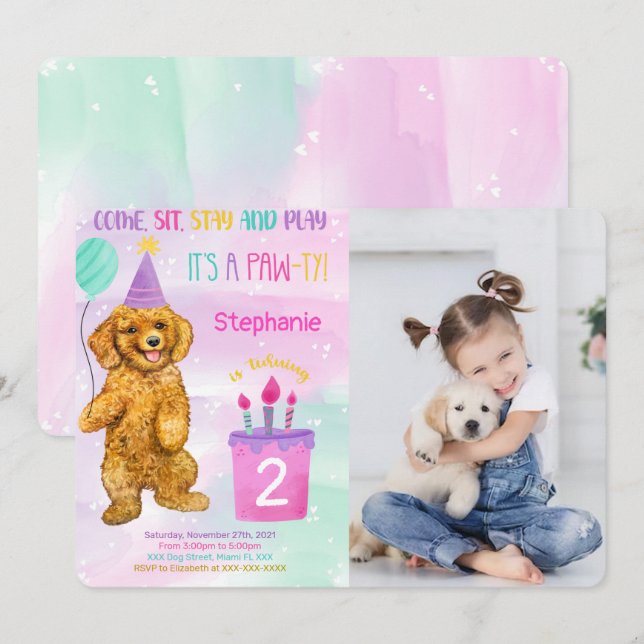 Invitation photo de chiot (Devant / Derrière)