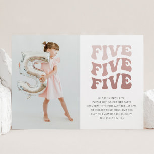 Invitation photo de cinq paysages bleus rétro