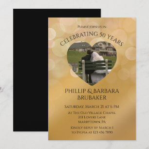 Invitation Photo de coeur moderne 50e anniversaire de Mariage
