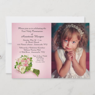 Invitation photo de Communion Bouquet