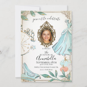 Invitation Photo de conte de fées de Cendrillon glamour
