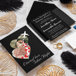 Invitation Photo de couple cœur,Romantique,Moderne,Mariage