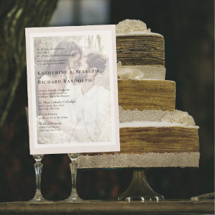 Invitation Photo de couple crème 2 Lieu Mariage