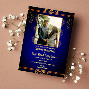 Invitation Photo de couple de la cérémonie d'engagement hindo