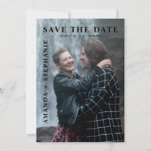 Invitation Photo de couple gay moderne pour annoncer la date 