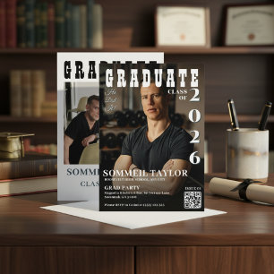 Invitation Photo de couverture de magazine moderne Code QR