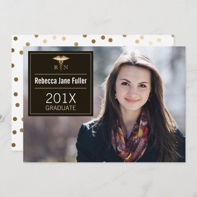 Invitation Photo de diplômé en soins infirmiers personnalisé  (Devant / Derrière)