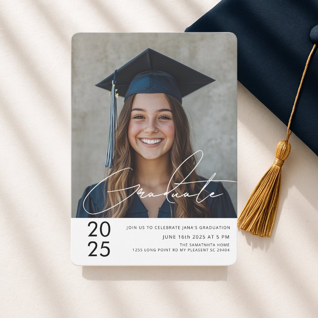Invitation Photo de diplômé moderne et gras 2025  (Créateur téléchargé)