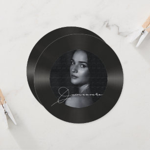 Invitation Photo de disque vinyle rétro pour Quinceanera 