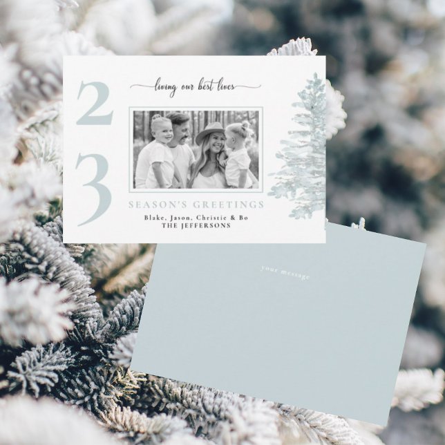 Invitation Photo de famille bleu glace Vivre nos meilleures v (Créateur téléchargé)