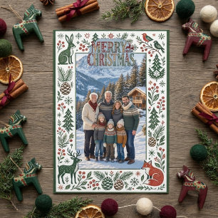 Invitation Photo de famille de Noël alpin hivernal nordique c