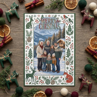 Invitation Photo de famille de Noël alpin hivernal nordique c