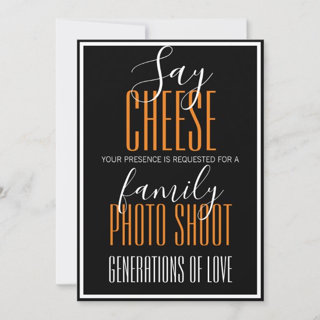 Invitation Photo de famille "Say Cheese" (Devant)