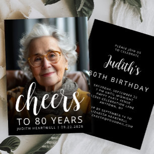 Invitation Photo de félicitations pour un 80e anniversaire av