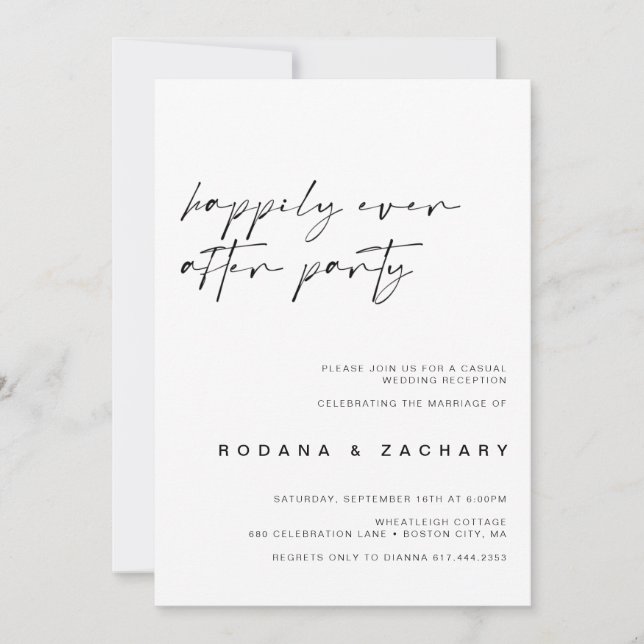 Invitation Photo de fête après mariage avec calligraphie mode (Devant)
