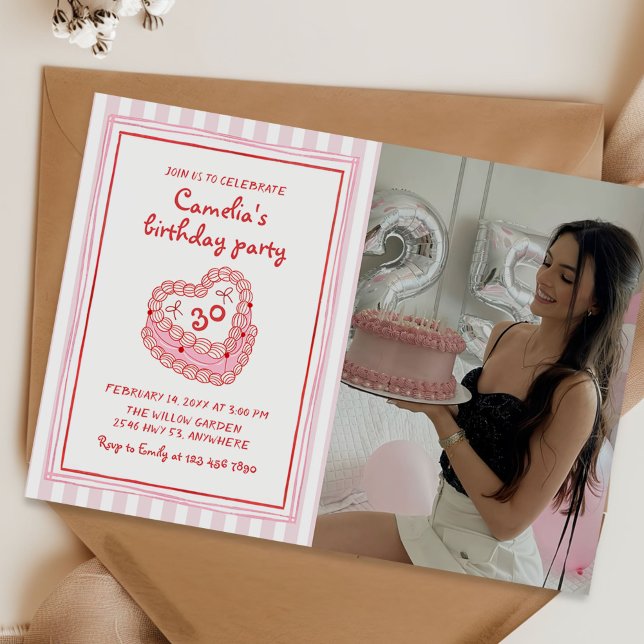 Invitation Photo de fête d'anniversaire 30 ans de fille dessi (Créateur téléchargé)